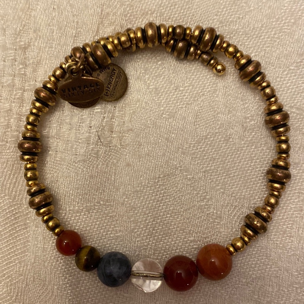 HOST PICK Alex and Ani beaded wrap bracelet. Gold beads w colorful larger ones
